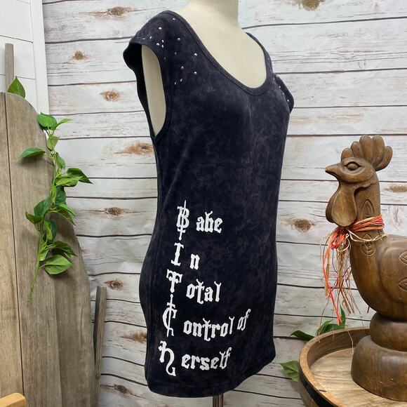 RTB Real Tough B itch In Total Control of Herself Black Graphic Bling Tank XXL - Picture 1 of 7